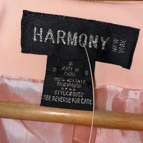 •HARMONY NY•NWT PEACH EMBROIDER 3D FLORAL PUFF SHOULDER 1-BUTTON BLAZER SIZE 16 - Picture 4 of 7